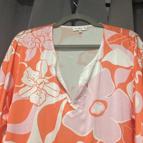 Floral Orange and Pink Dress / Cover-Up size M/L - Picture 2 of 6